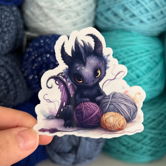 Cute Dragon With Yarn Sticker