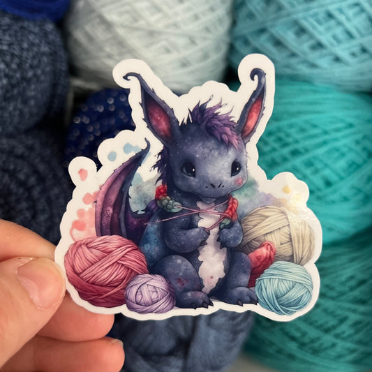 Dragon With Yarn Balls Sticker